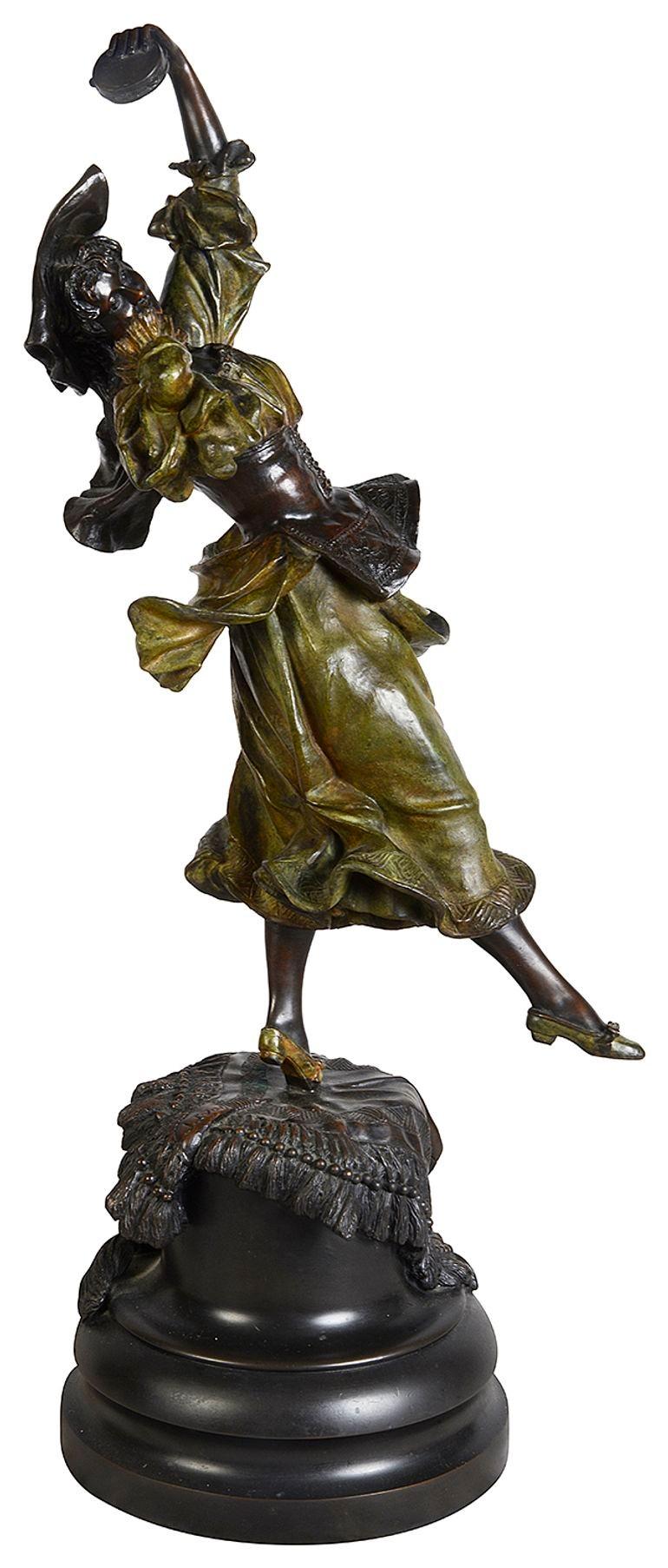 Pair of cold painted bronze Neapolitan dancers For Sale 6