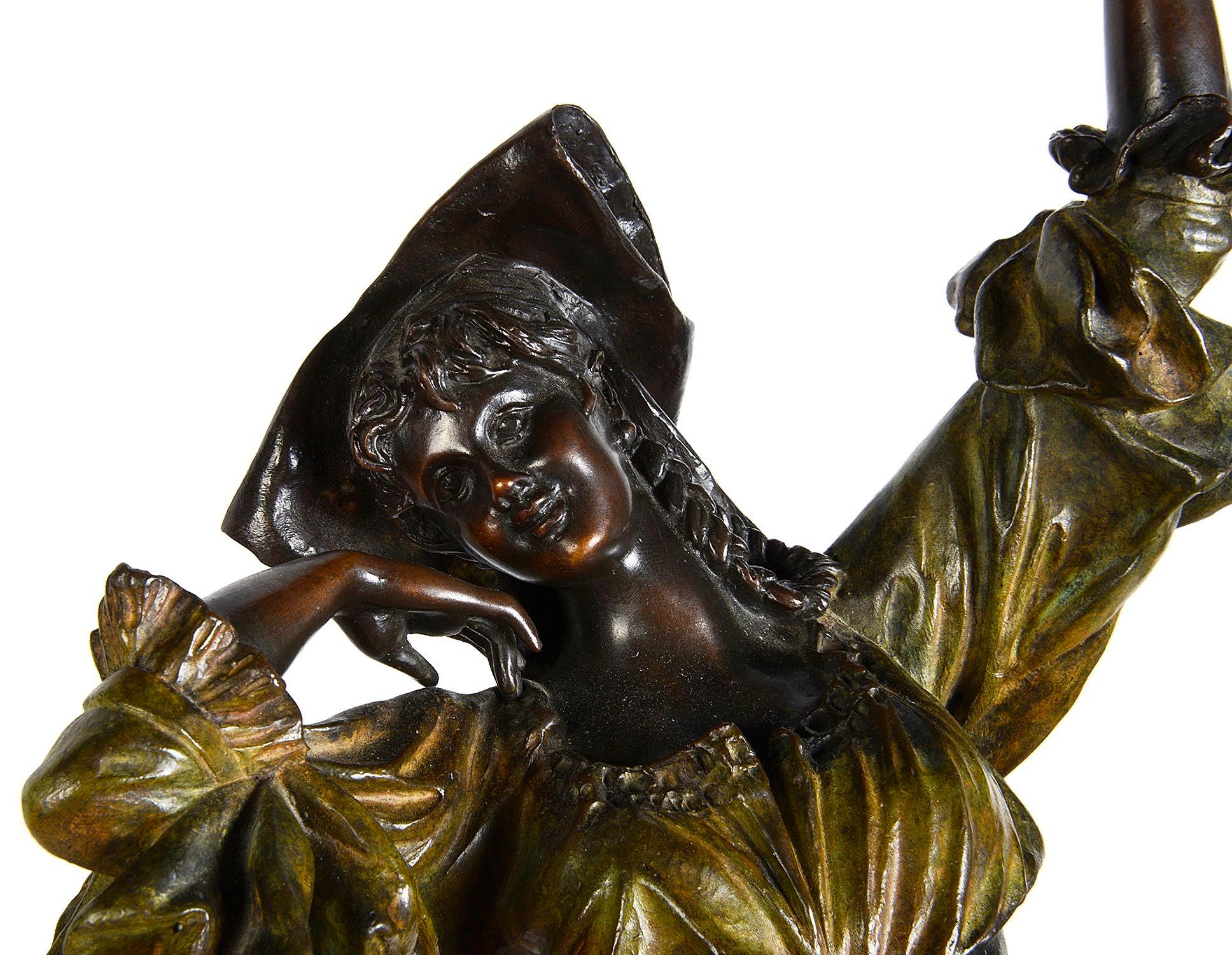 Pair of cold painted bronze Neapolitan dancers For Sale 7