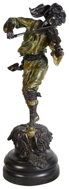 Pair of cold painted bronze Neapolitan dancers