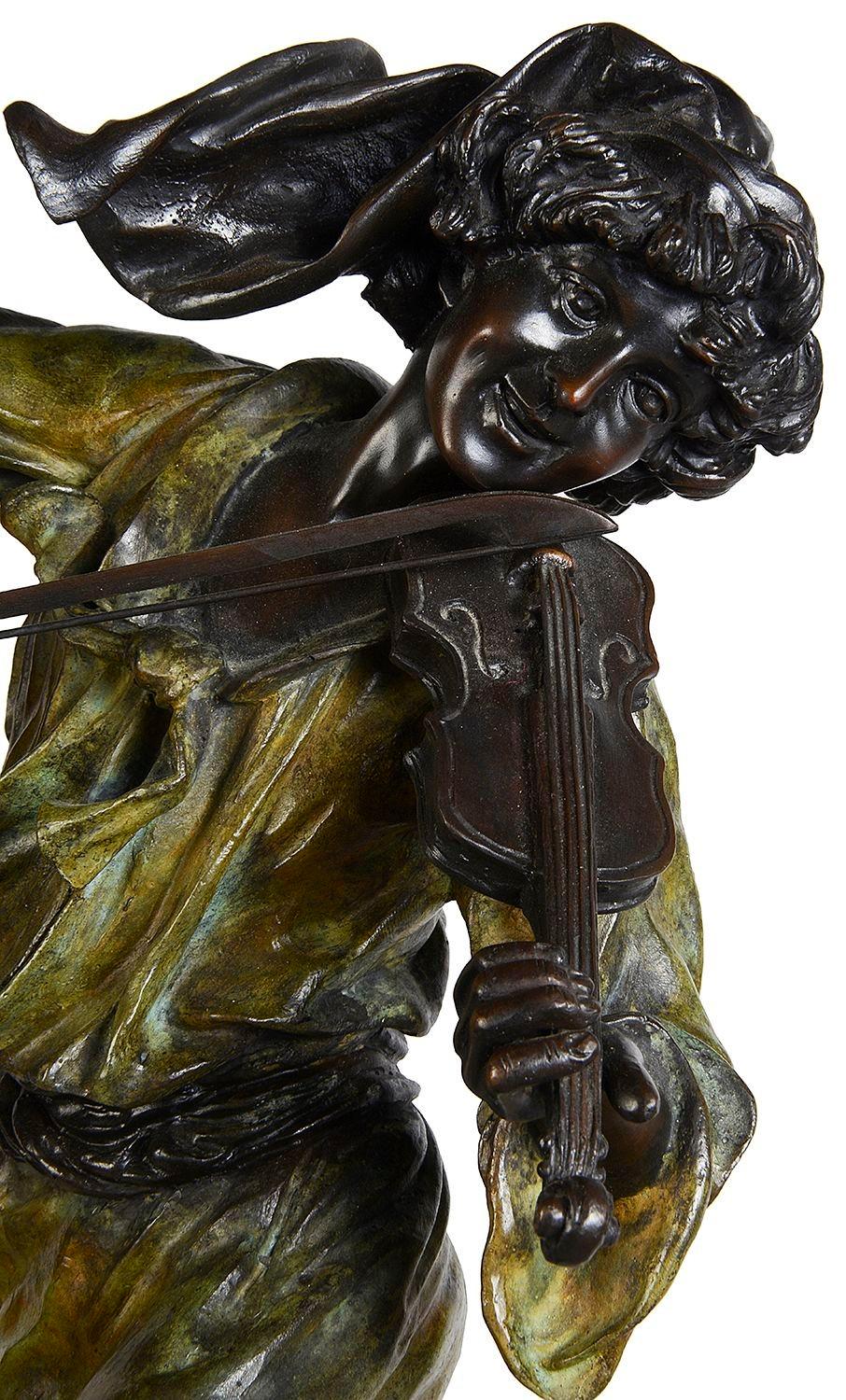 Italian Pair of cold painted bronze Neapolitan dancers For Sale