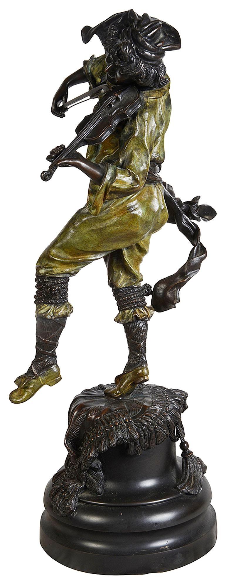 Cold-Painted Pair of cold painted bronze Neapolitan dancers For Sale