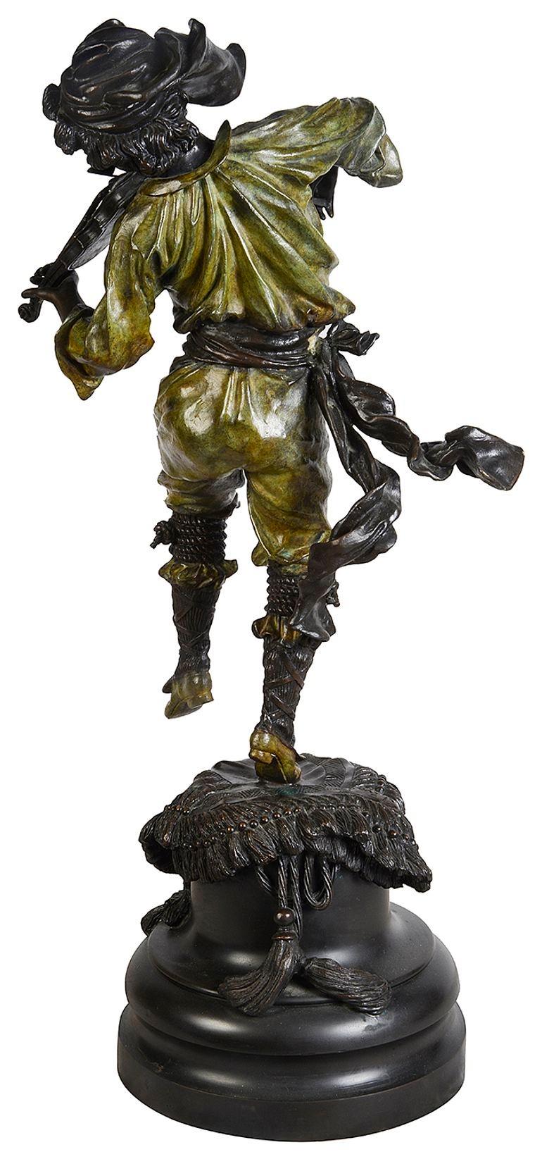 Pair of cold painted bronze Neapolitan dancers In Good Condition For Sale In Brighton, Sussex