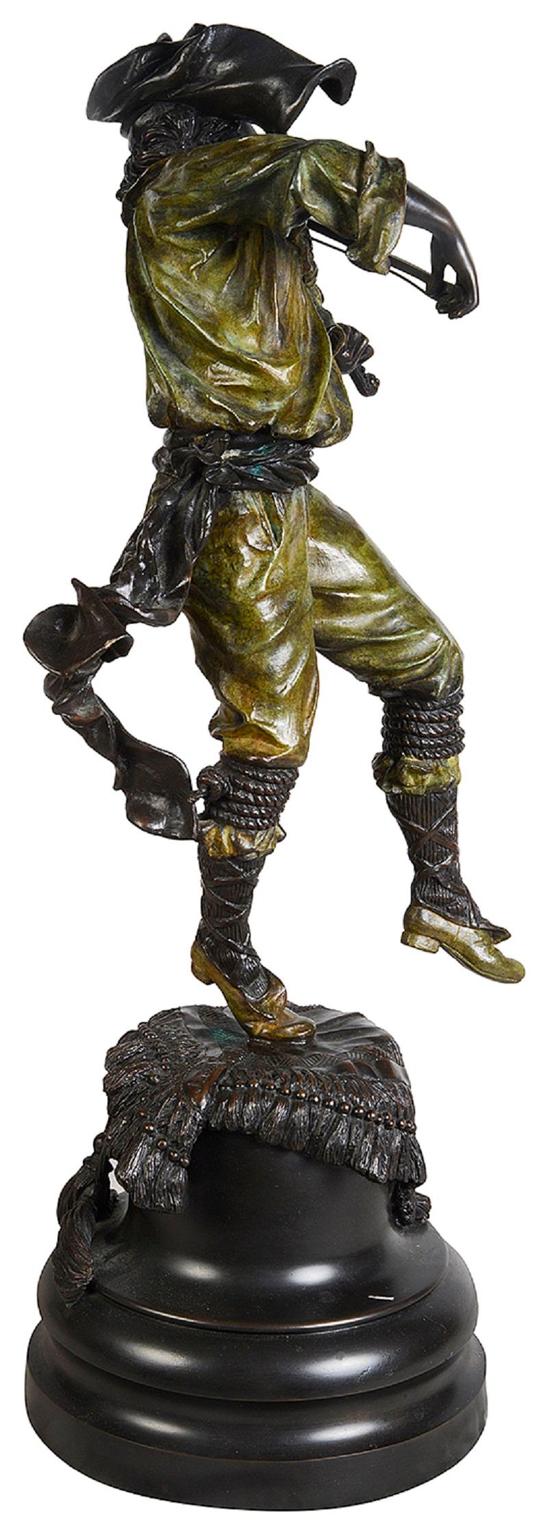 19th Century Pair of cold painted bronze Neapolitan dancers For Sale