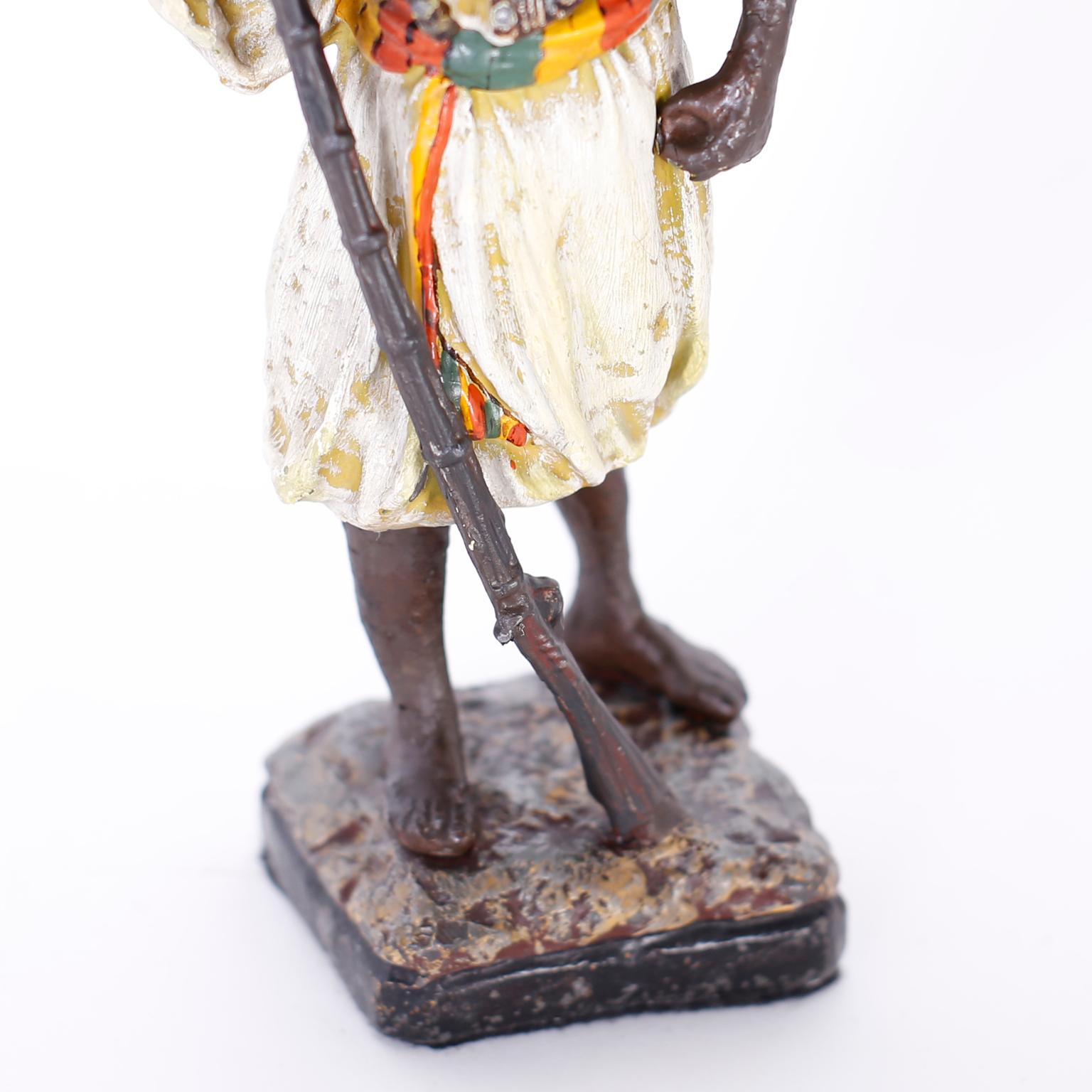 Hand-Painted Pair of Cold Painted Orientalist Figures For Sale