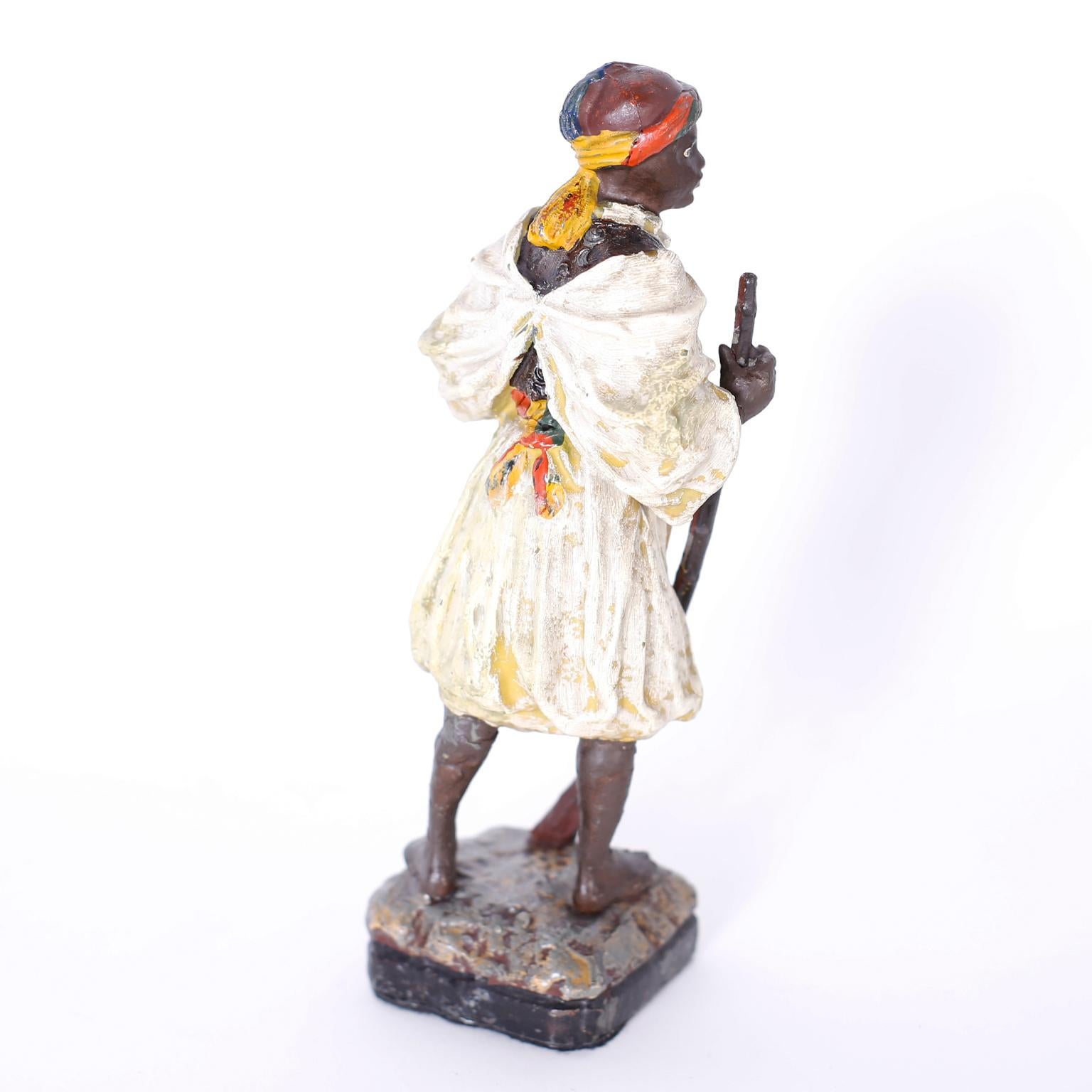 Spelter Pair of Cold Painted Orientalist Figures For Sale