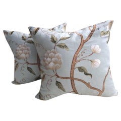 Coppia di cuscini Colefax e FowlerCowtan e Tout "Snowtree" in morbido lino Aqua