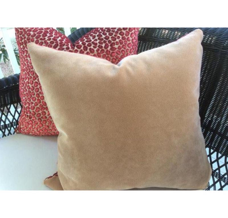 Americano Coppia di cuscini Colefax & Fowler in velluto rosso e rosa 