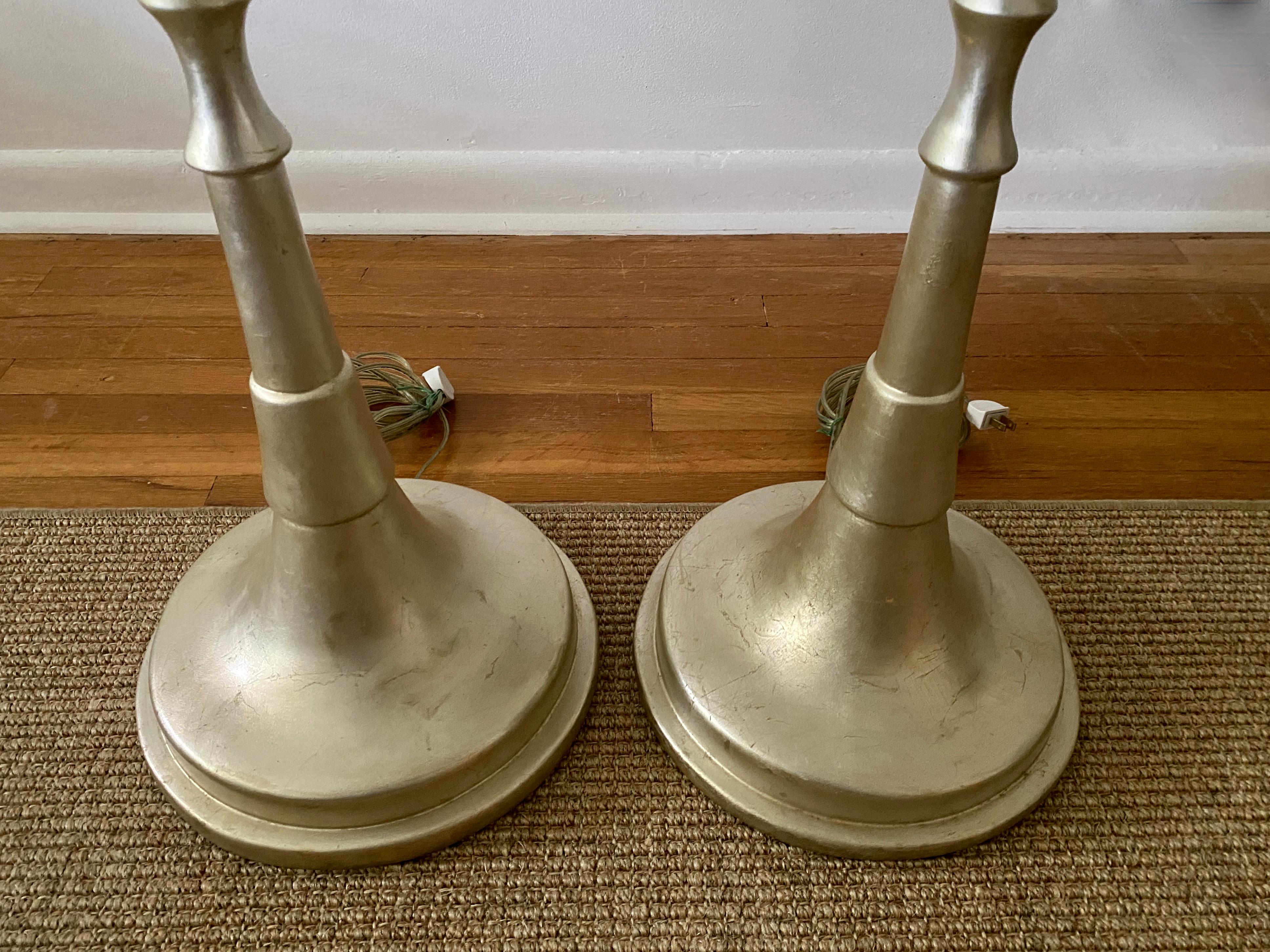 Pair of Colette Silver Leaf Diego Giacometti Style Floor Lamps by Sirmos For Sale 2