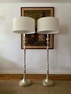 Pair of Colette Silver Leaf Diego Giacometti Style Floor Lamps by Sirmos