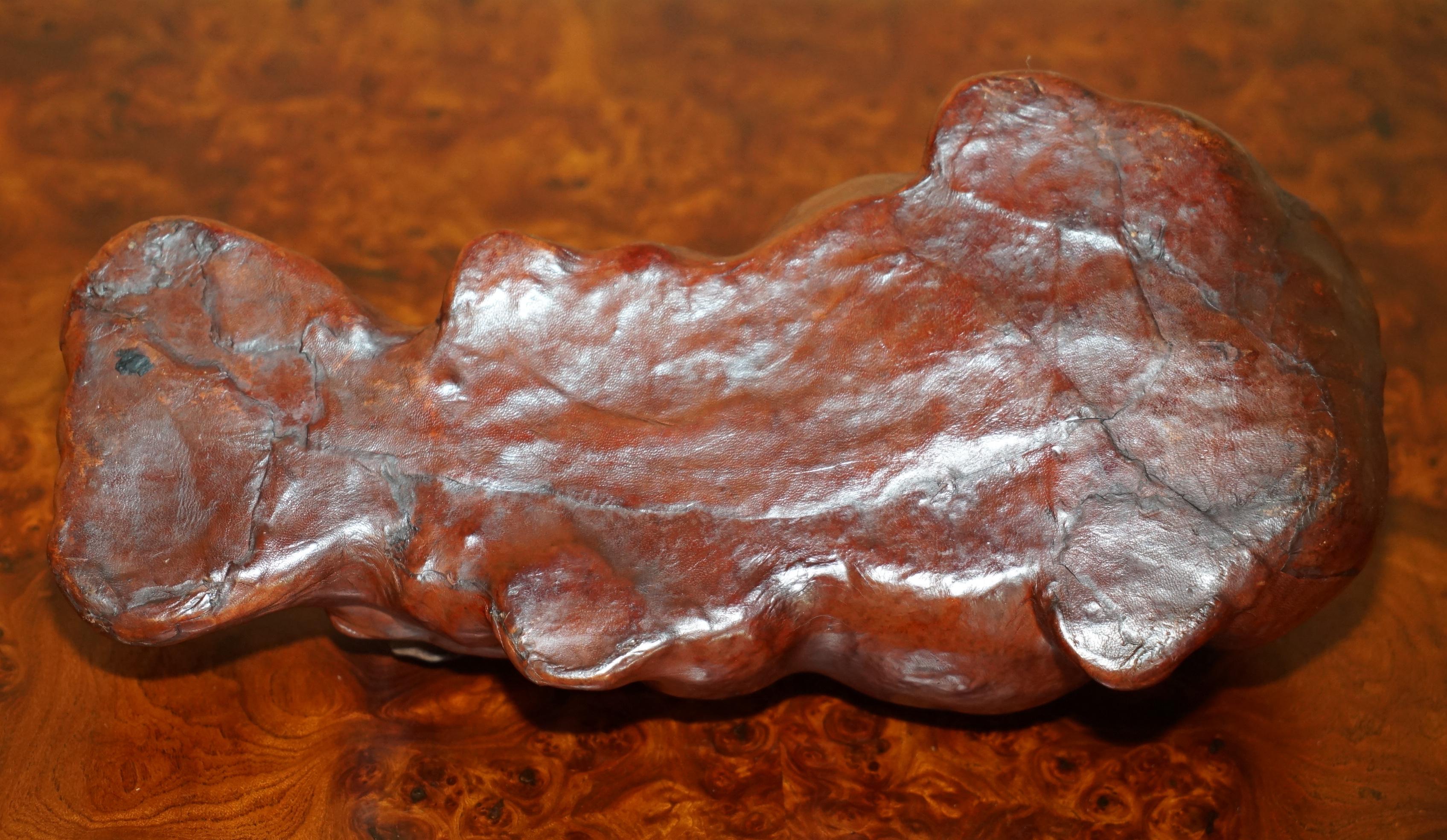 COPPIA DI PIEDI DA COLLEZIONE OMERSA IN PELLE MARRONE HiPPOPOTAMUS HIPPO in vendita 2