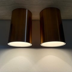 Pair of collider ceiling lamps flush mount rose gold finish , 1970s