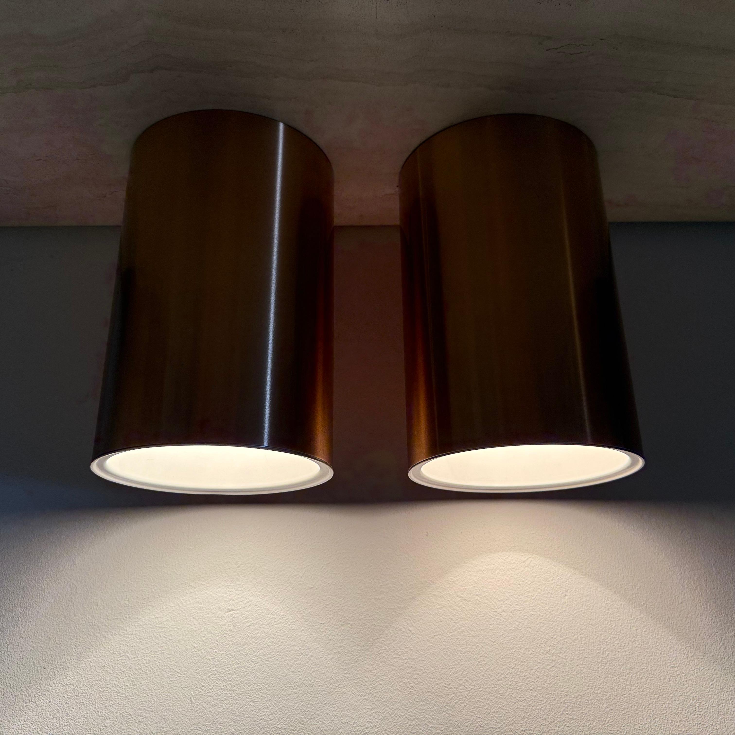 Paire de lampes de plafond à collerette, finition or rose, 1970 État moyen - En vente à Delft, NL