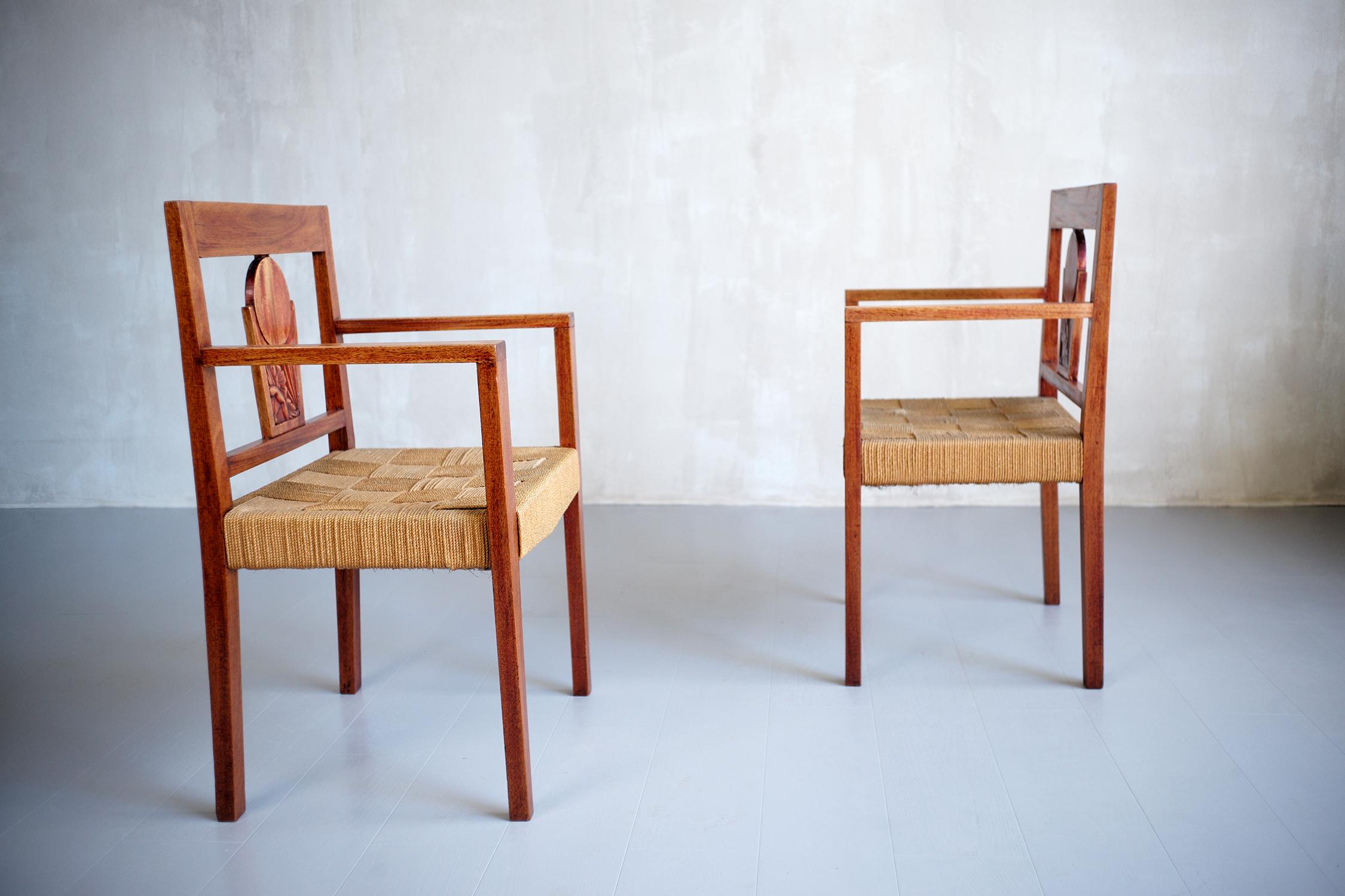 Rope Pair of Colonial Armchairs, 1950 For Sale