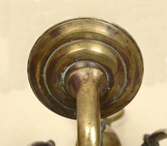 Pair of Colonial Brass 3 Light Wall Sconces