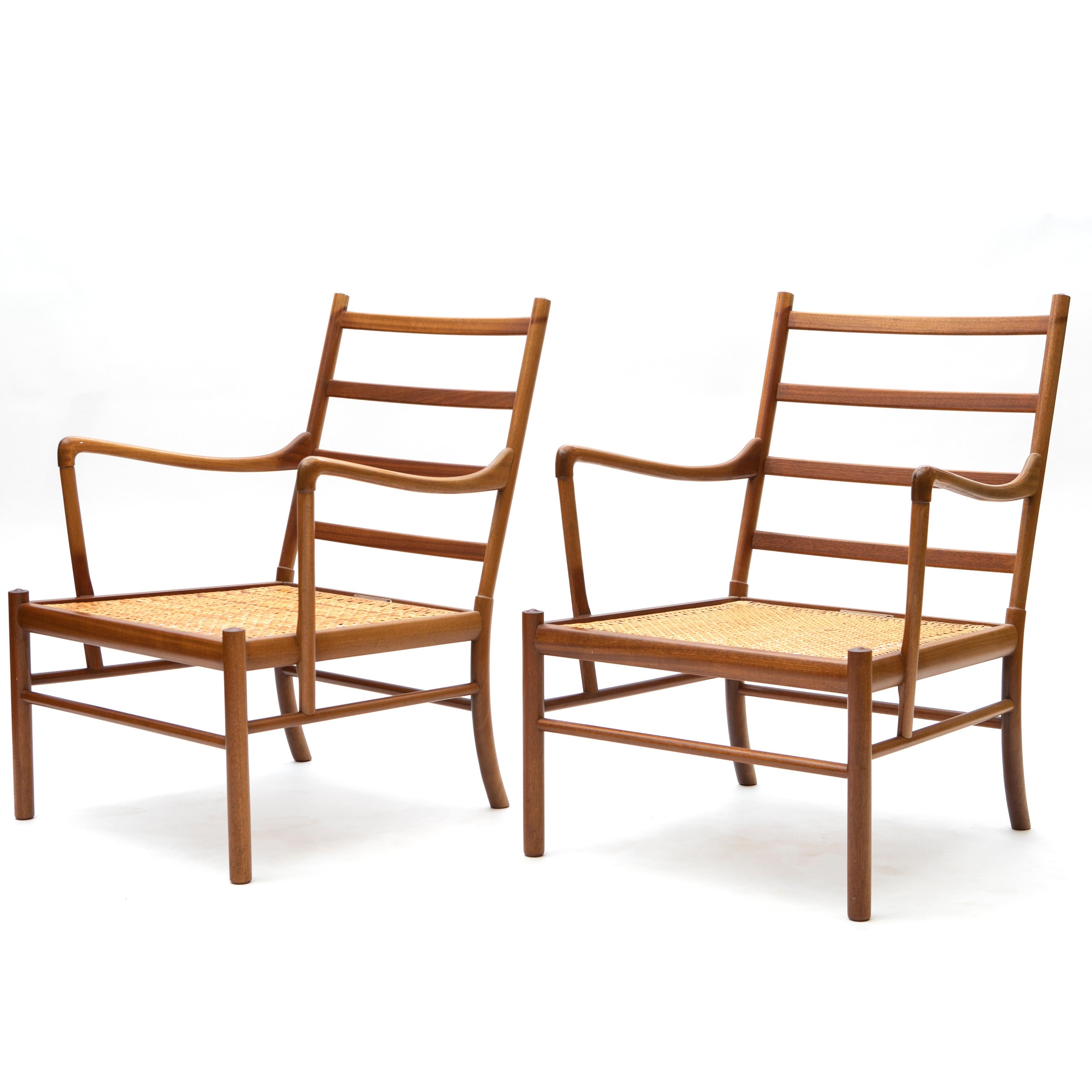 Scandinavian Modern Pair of Colonial Chairs by Ole Wanscher For Sale