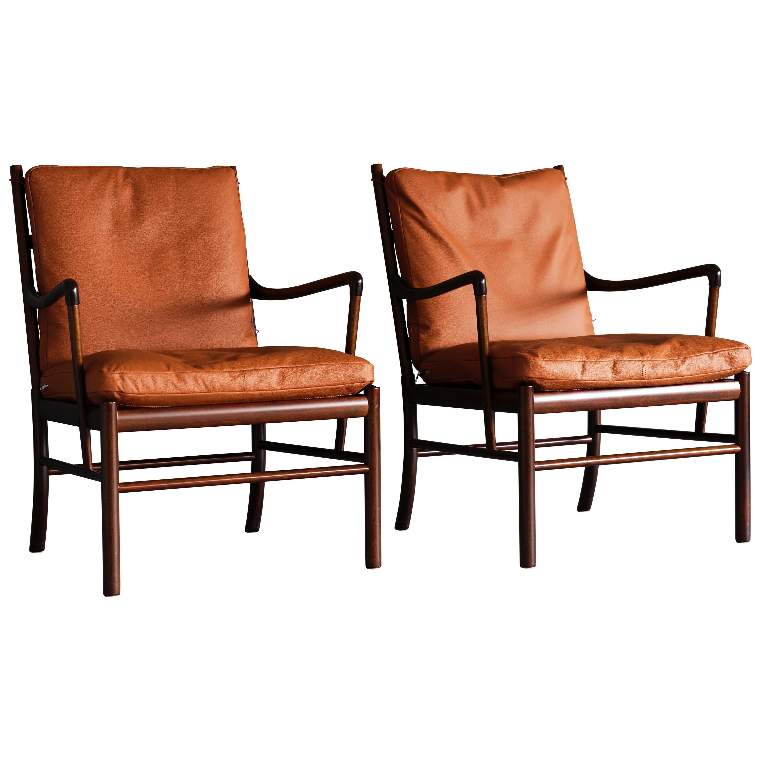 Pair of Colonial Chairs by Ole Wanscher in Mahogany For Sale