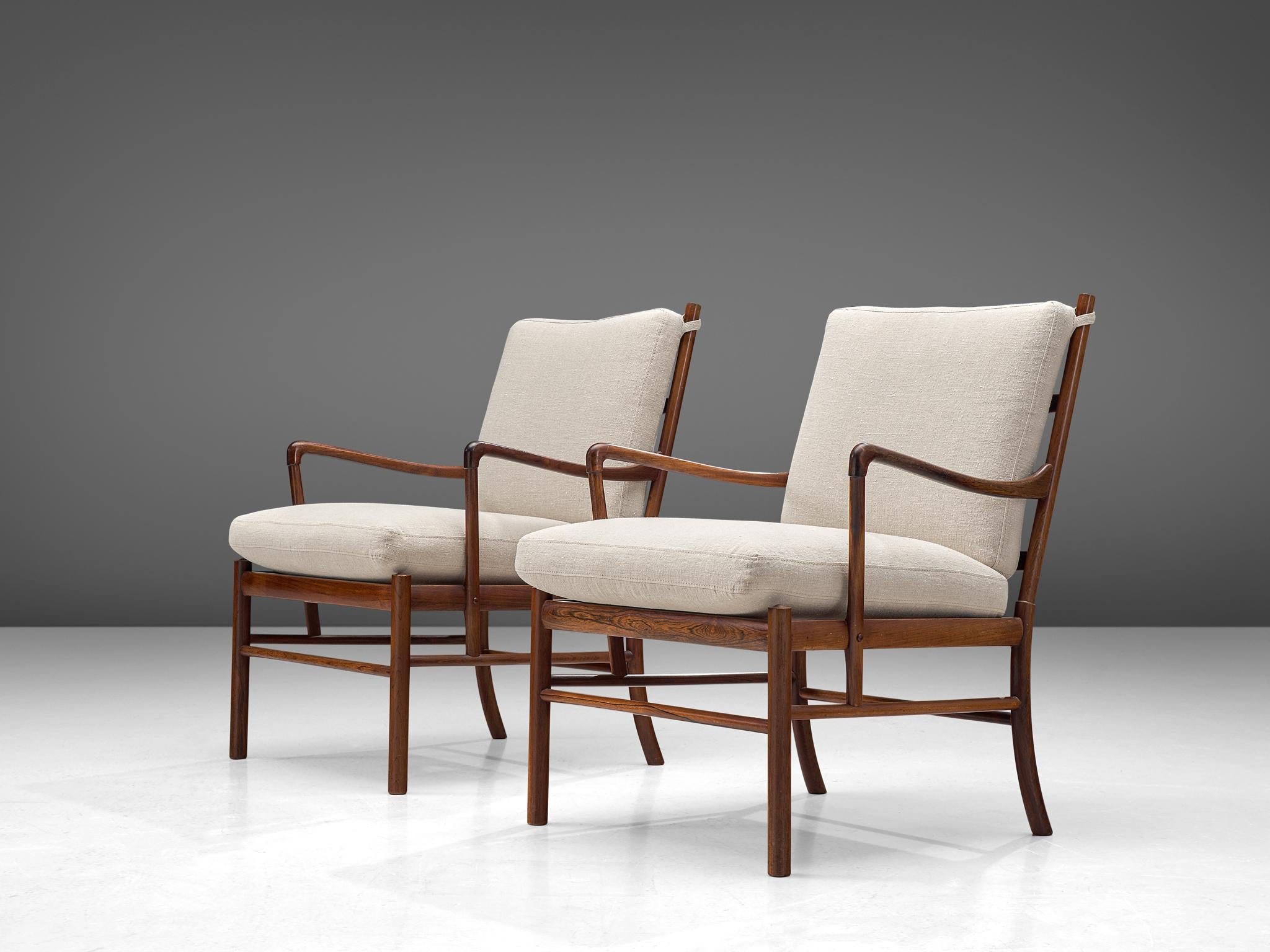 Scandinavian Modern Pair of 'Colonial' Chairs in Rosewood by Ole Wanscher 