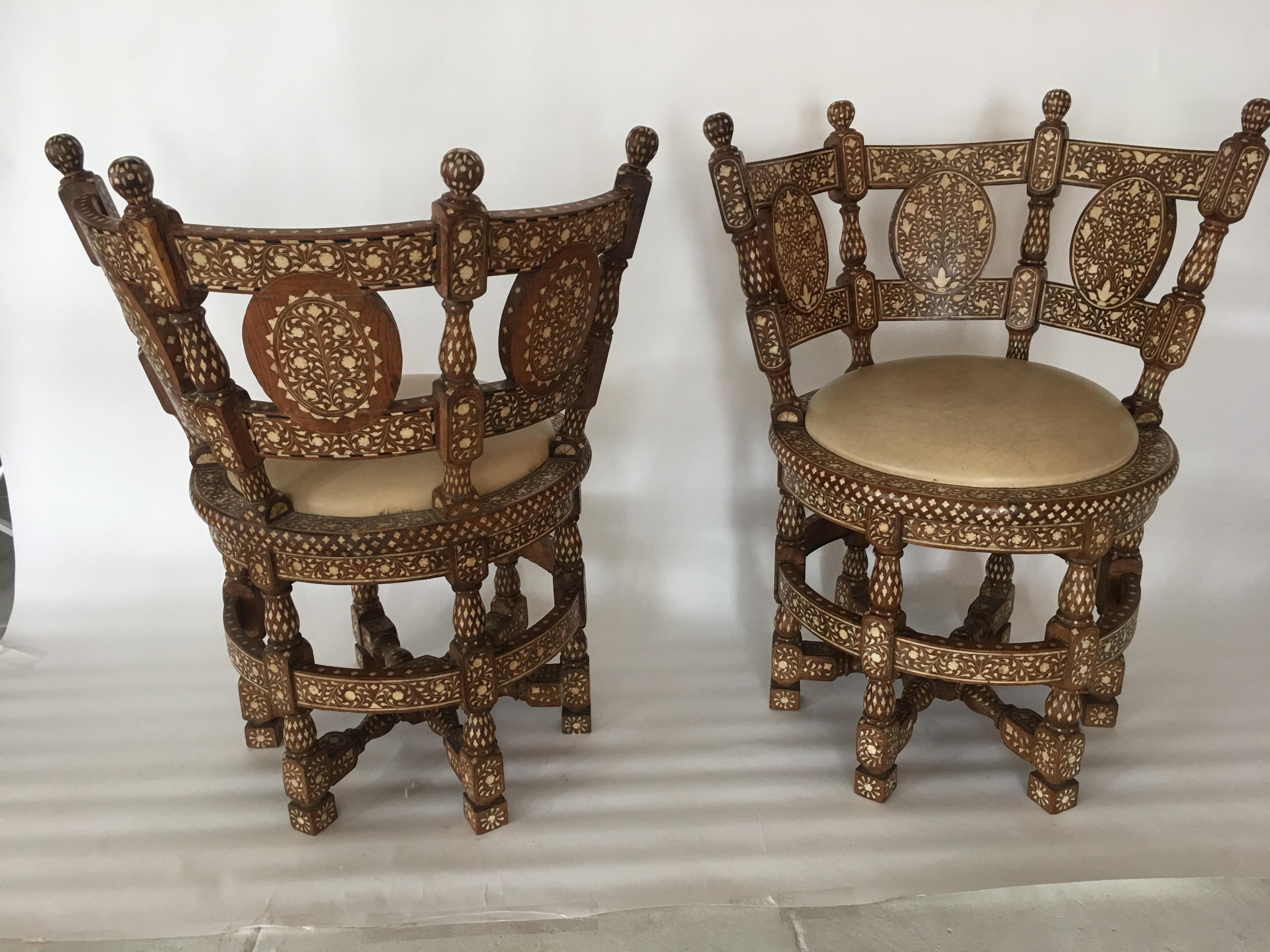 Inlay Pair of Colonial Lounge Chairs