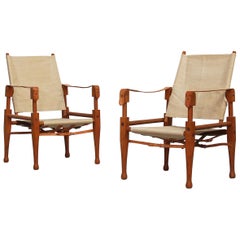 Pair of Colonial Safari Chairs by Wihlem Kienzle for Wohnbedarf, Switzerland