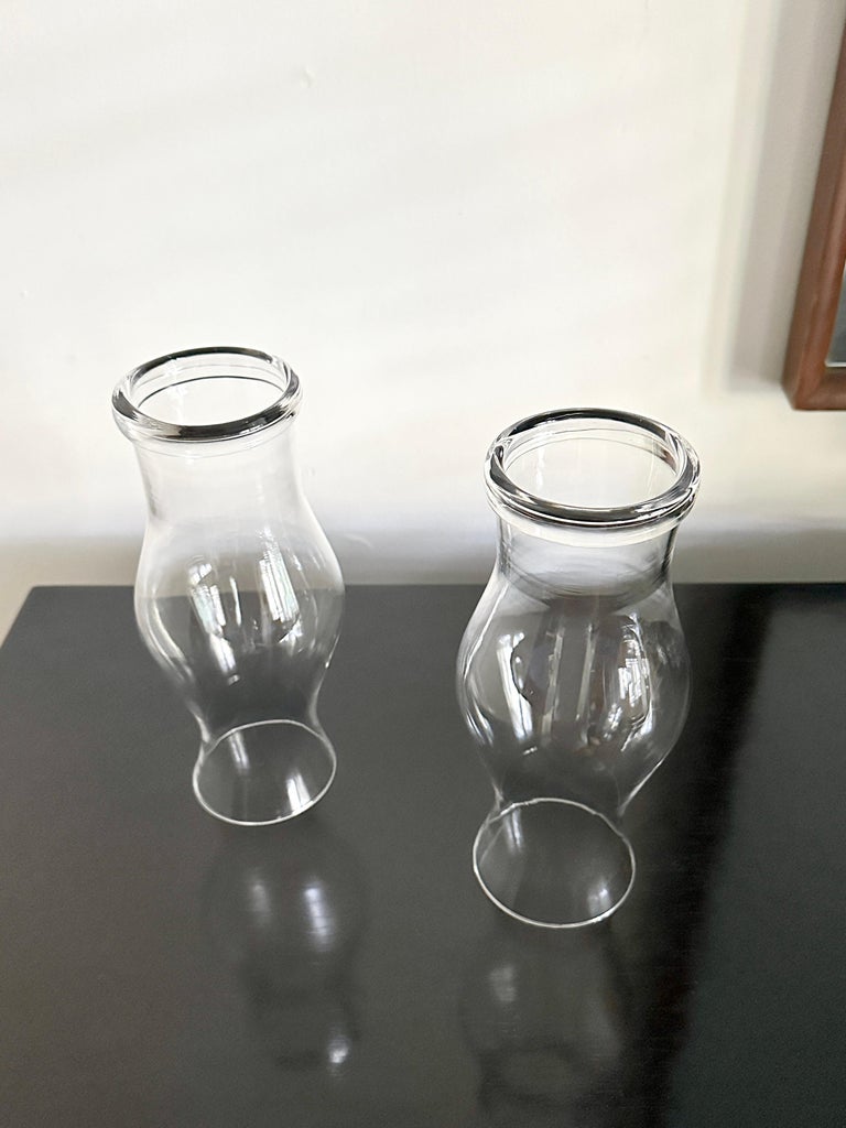 Paire D'abat-jour Ouragan Blenko/Royal Leerdam - Verre Soufflé 18 Pouces