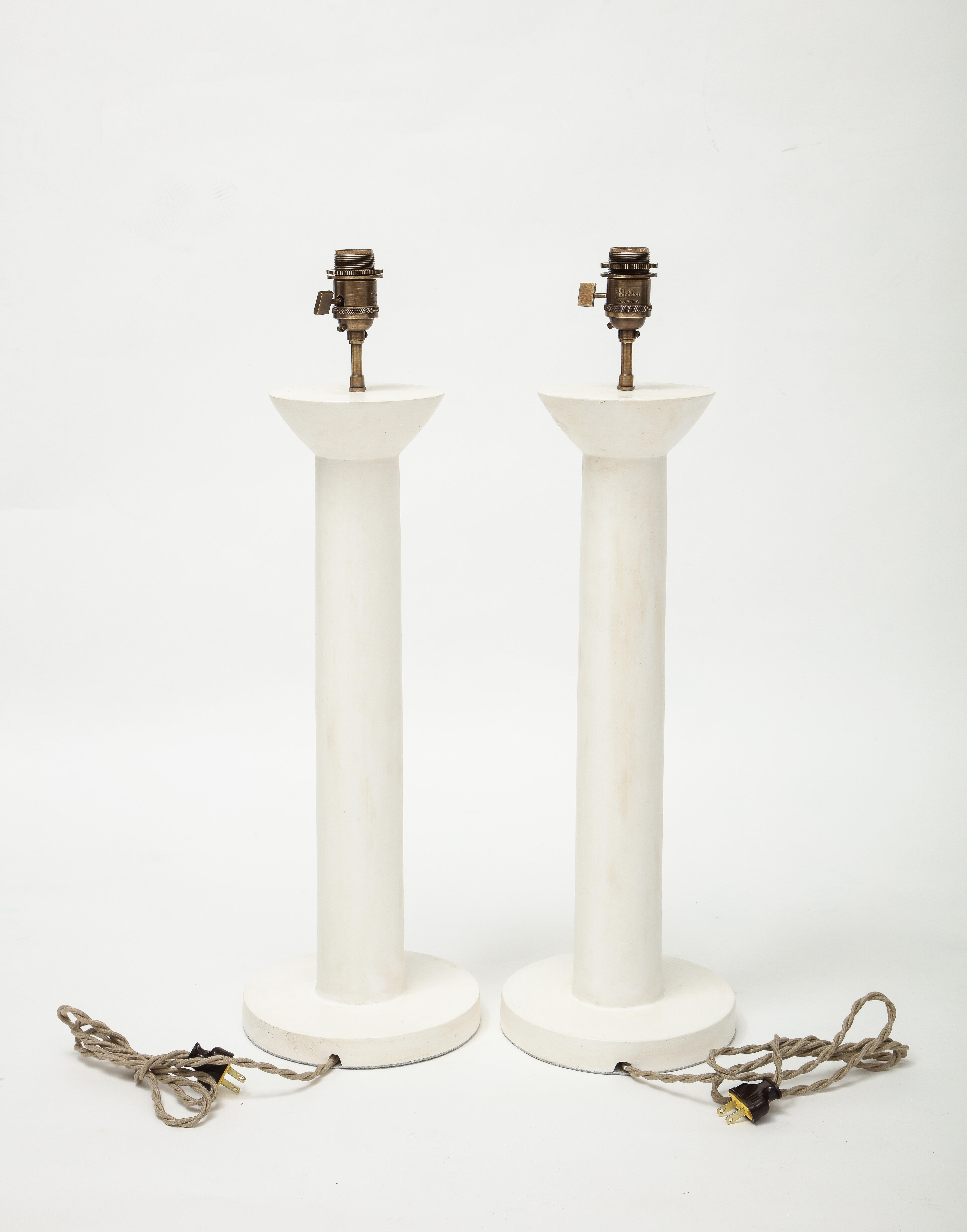 Intonaco Coppia di lampade in gesso 