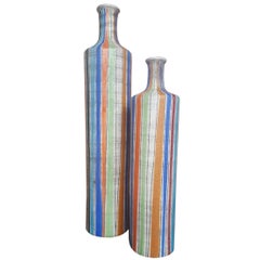Pair of Colored Ceramic Bottles, 1970, Italy Pair of Colored Ceramic Bottles, 1970, Italy