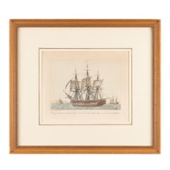 Pair of colored engravings of American ships by Jean-Jerome Baugean, c. 1840