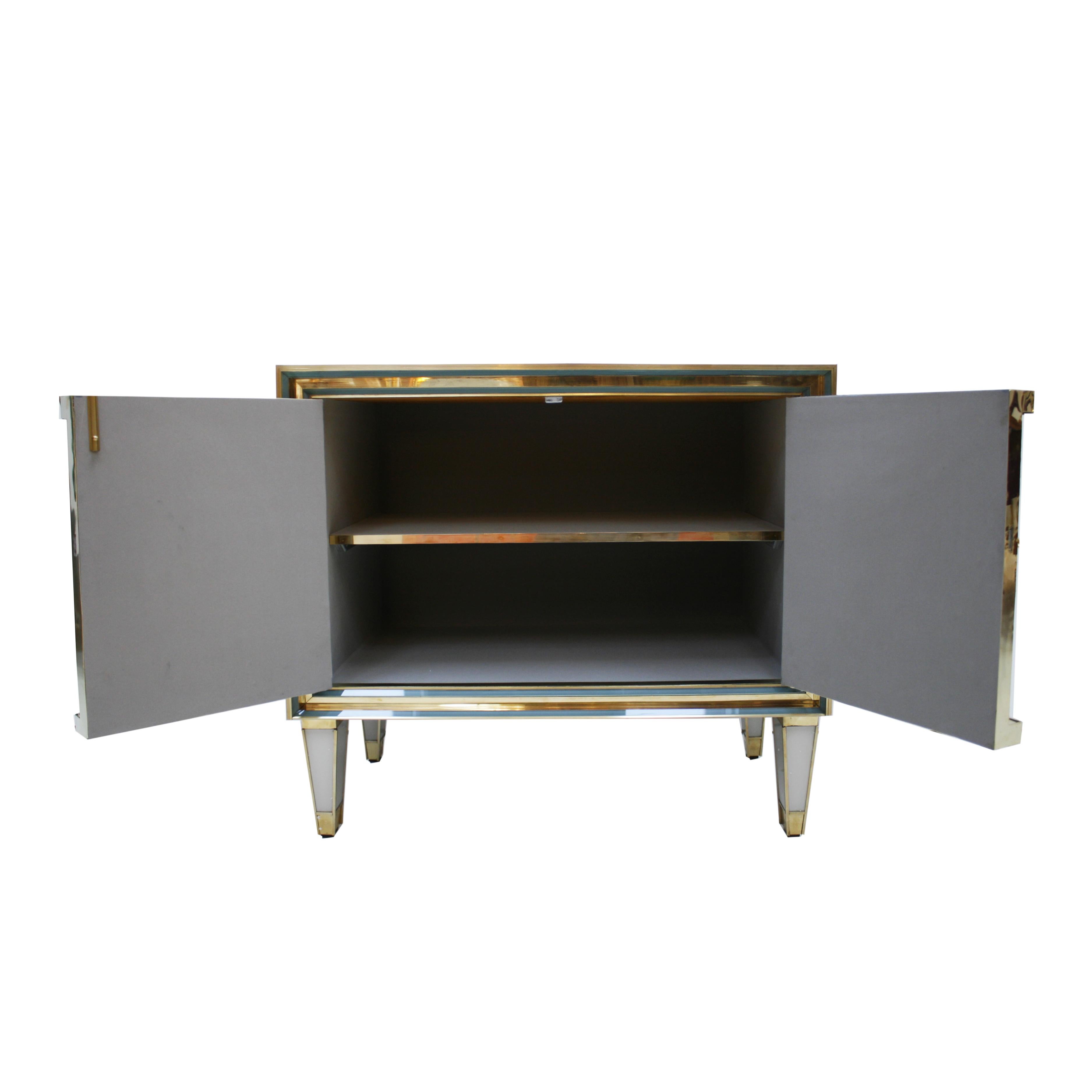 Mid-Century Modern Brass and Glass Pair of Italian Sideboards, 1950s 3
