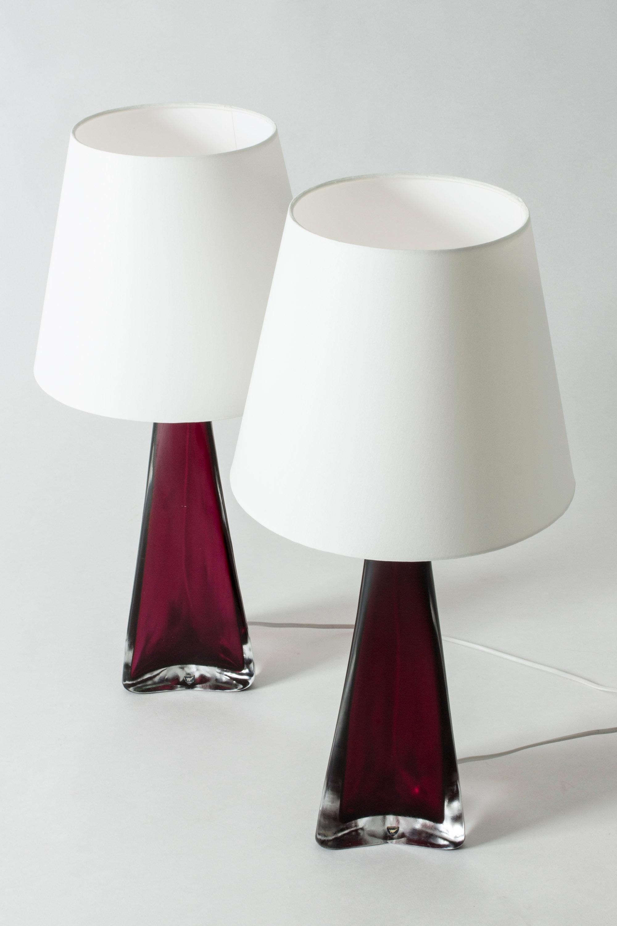 Scandinavian Modern Pair of Colored Glass Lamps Carl Fagerlund for Orrefors, Sweden, 1960s For Sale