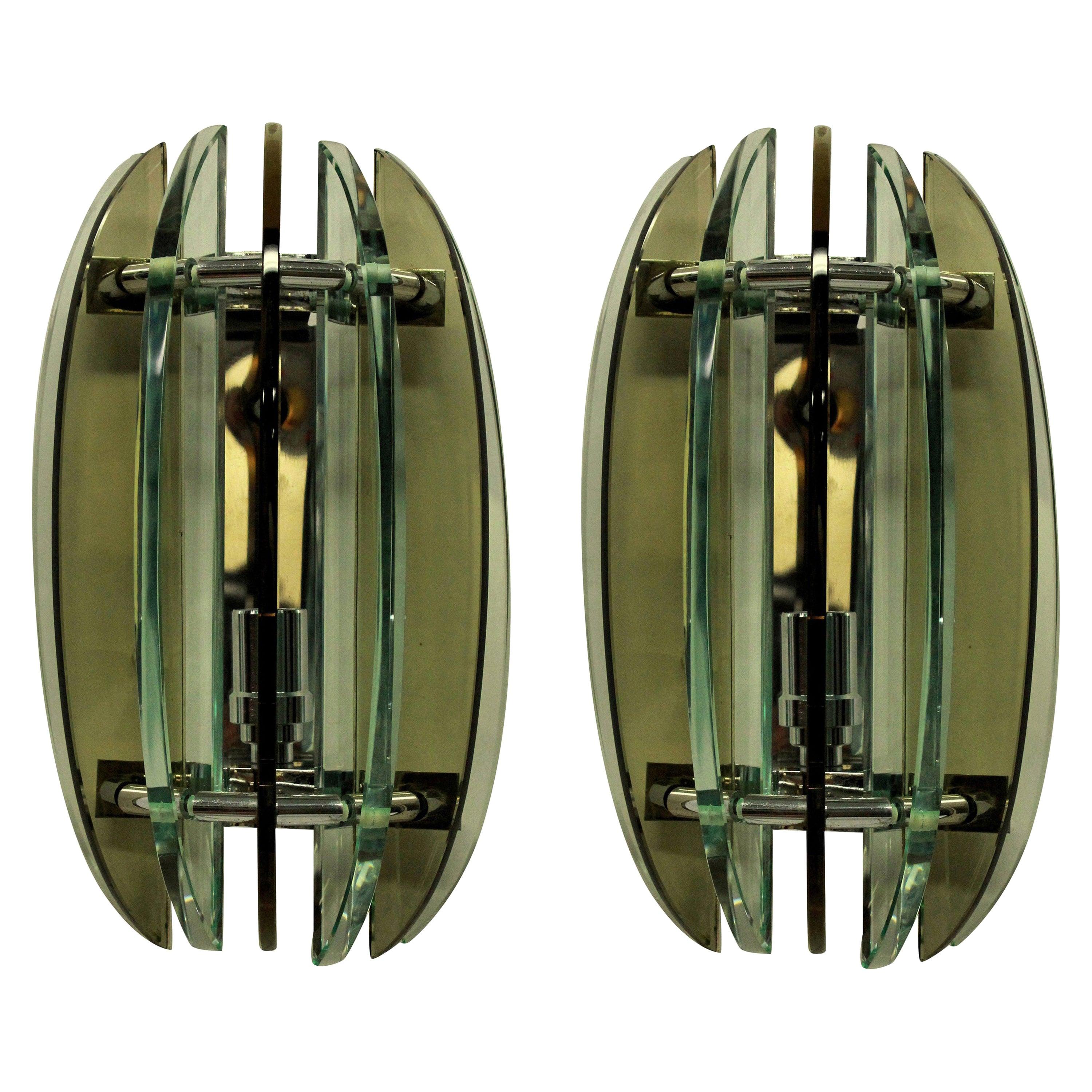 Pair of Colored Glass Wall Lights by Veca