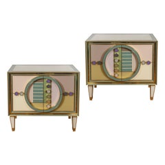 Pair of Colored Mirror Cabinets