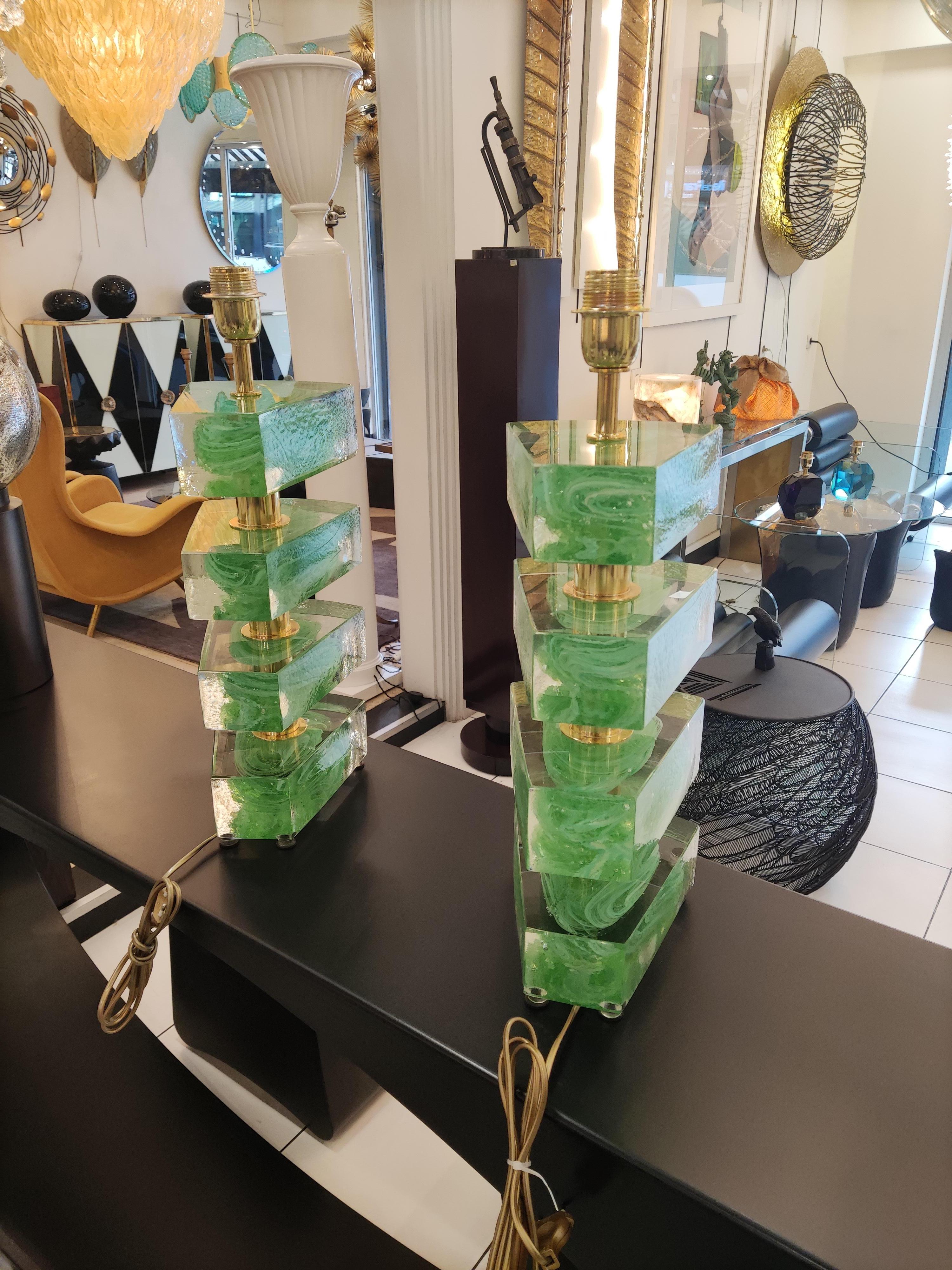 Pair of Colored Murano Glass Table Lamps 6