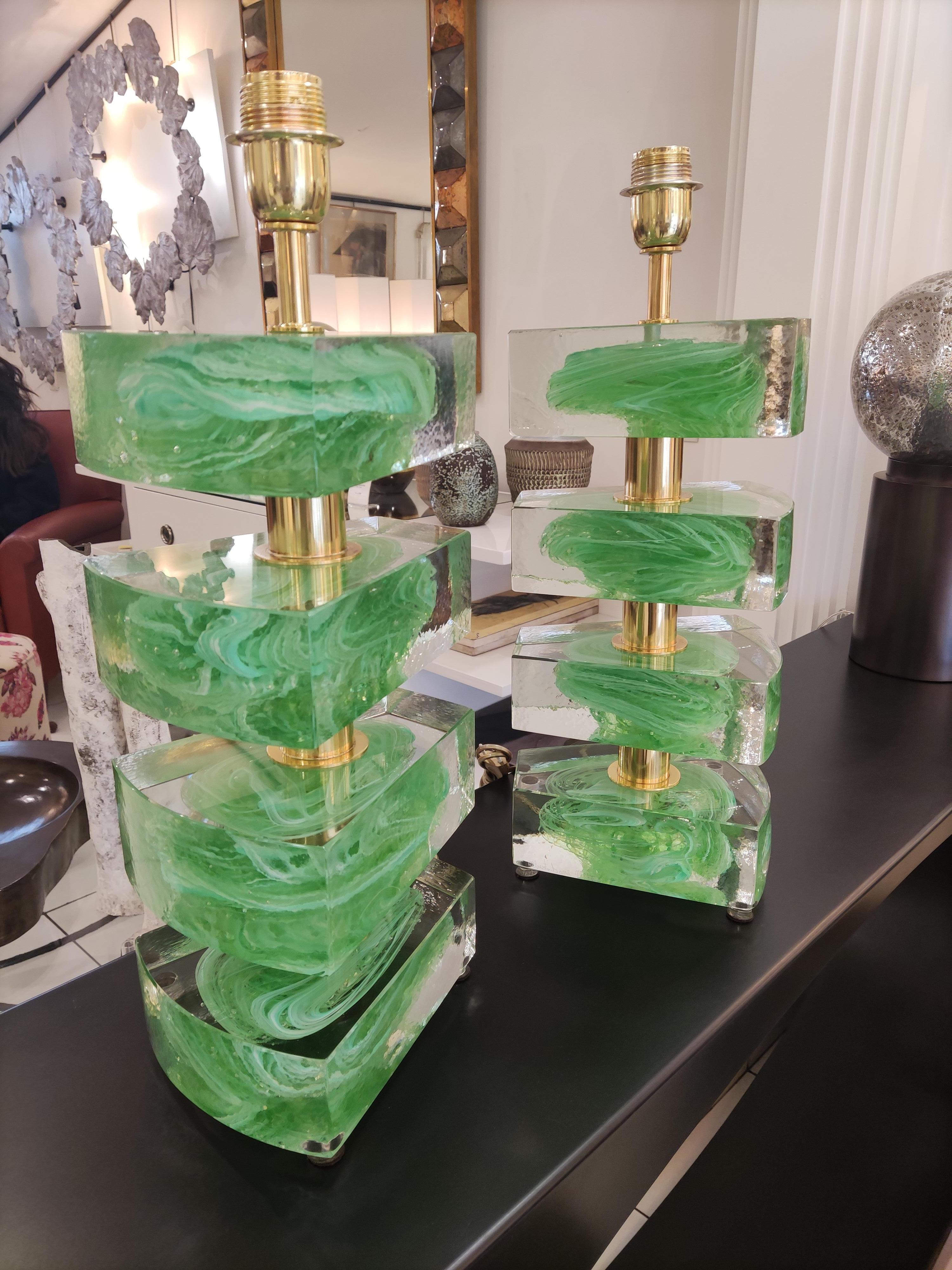 Pair of Colored Murano Glass Table Lamps 9