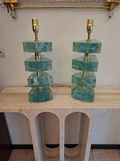 Pair of Colored Murano Glass Table Lamps