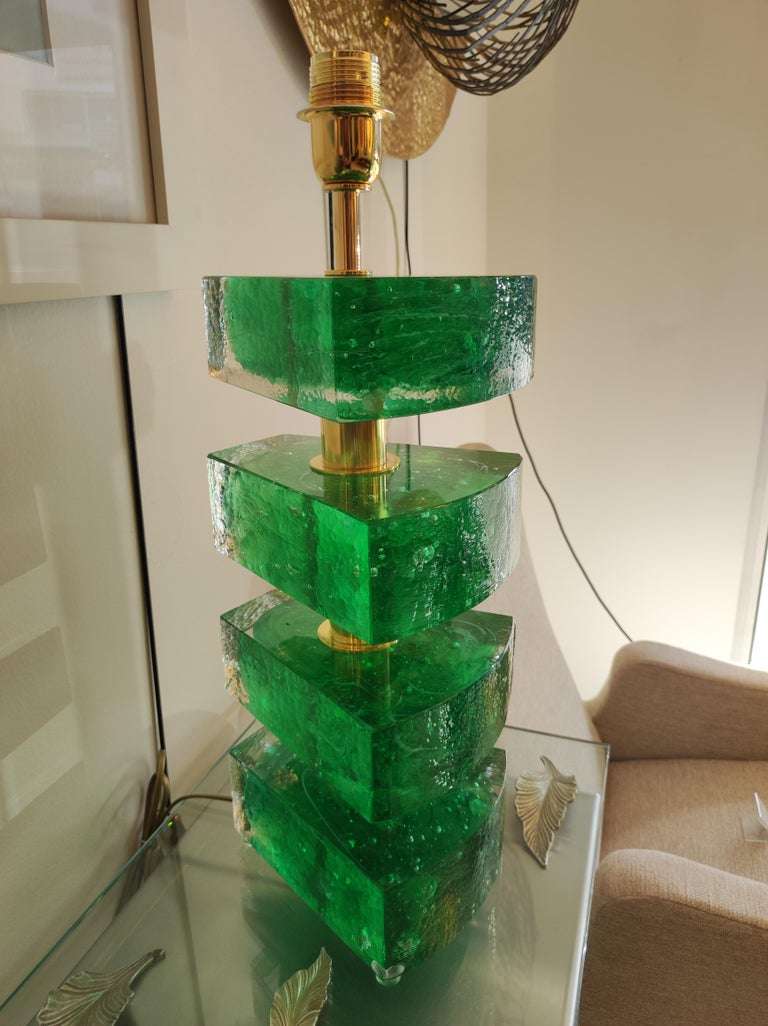 Pair of Colored Murano Glass Table Lamps In Excellent Condition For Sale In Saint-Ouen, FR