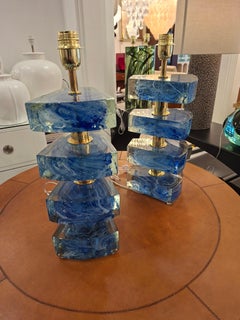 Pair of Colored Murano Glass Table Lamps