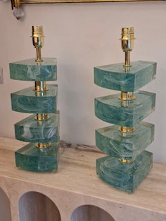 Pair of Colored Murano Glass Table Lamps