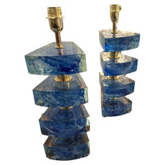Pair of Colored Murano Glass Table Lamps