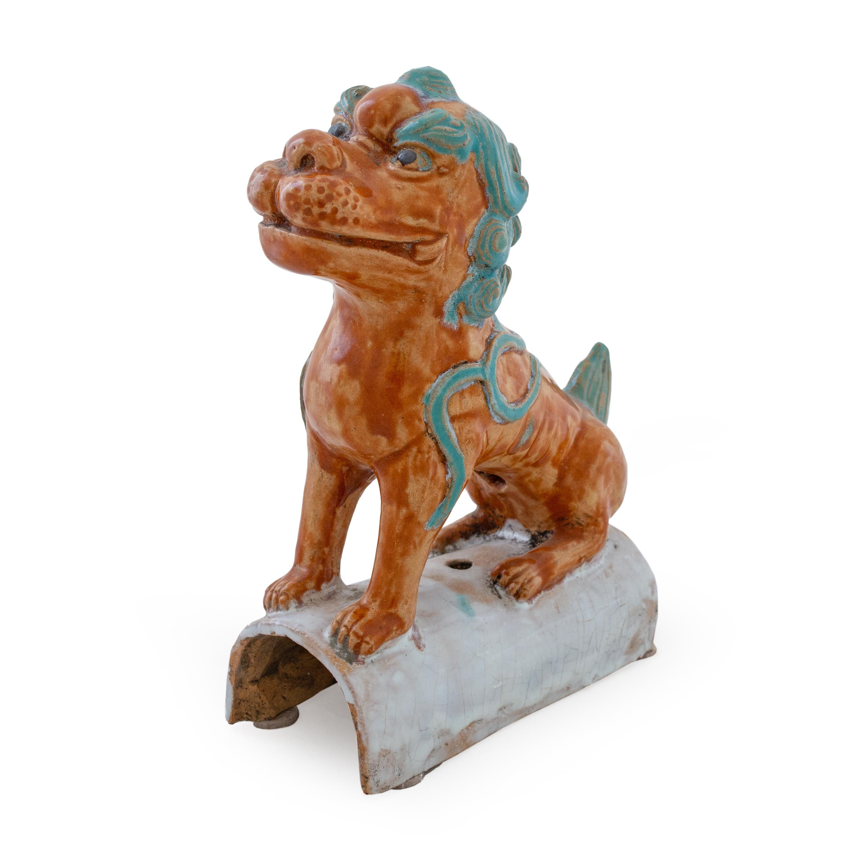 Pair of Colorful Chinese Terracotta Roof Tiles 1