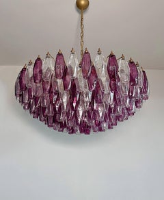 Pair of Colorful Eclectic Murano Chandeliers in the style of Carlo Scarpa.