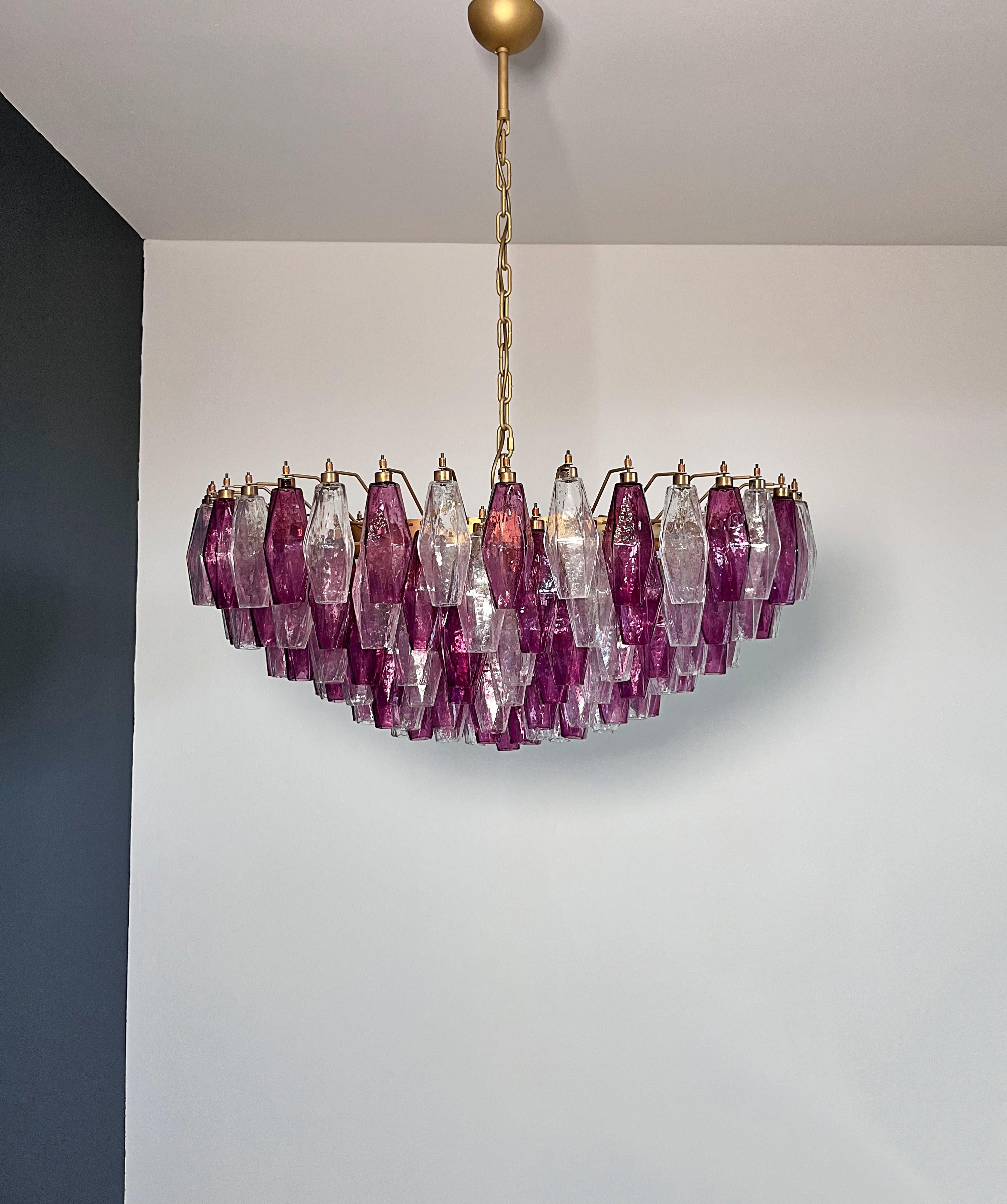 Mid-Century Modern Pair of Colorful Eclectic Murano Chandeliers in the style of Carlo Scarpa. For Sale