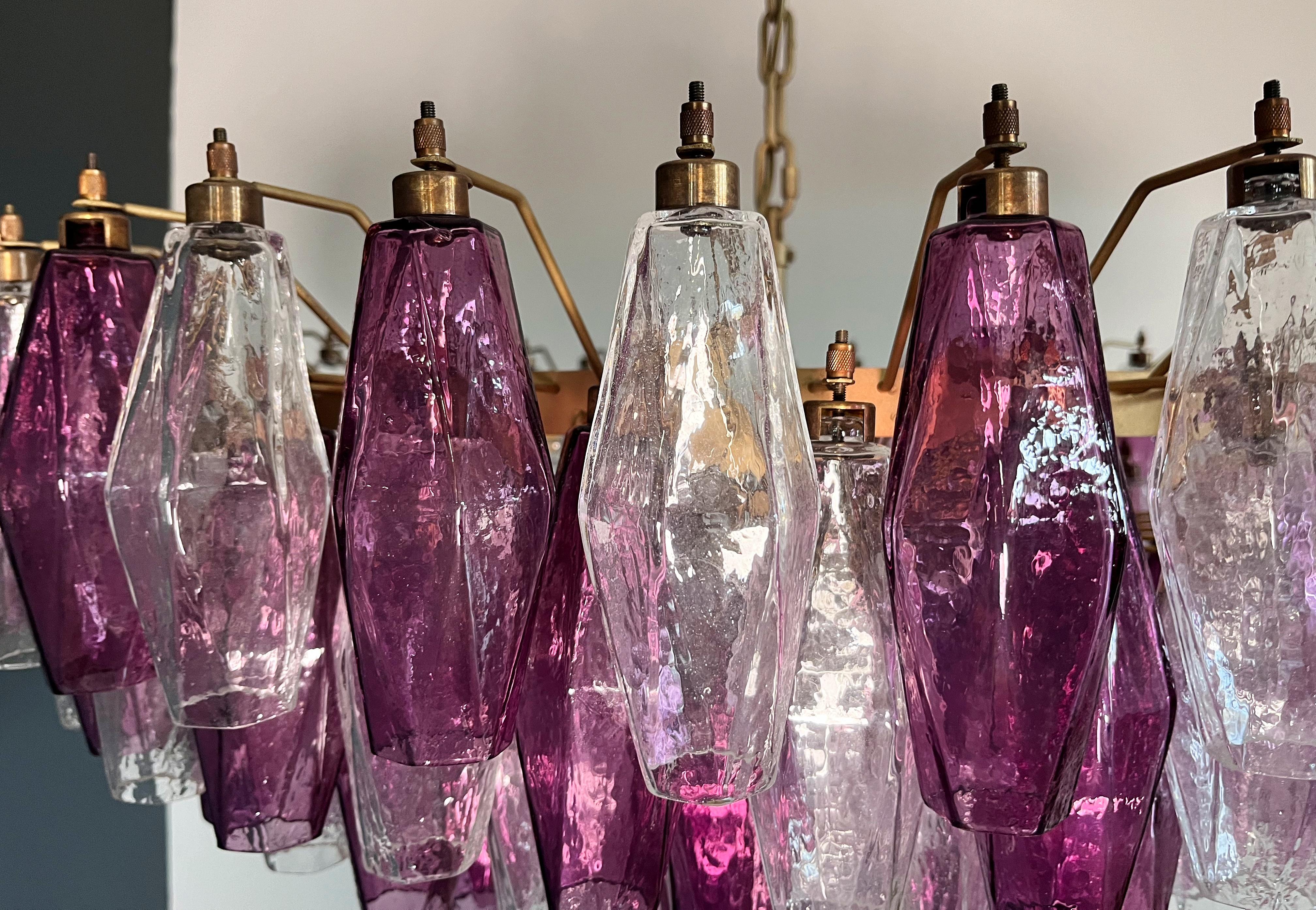 Pair of Colorful Eclectic Murano Chandeliers in the style of Carlo Scarpa. In Excellent Condition For Sale In Bromma, SE