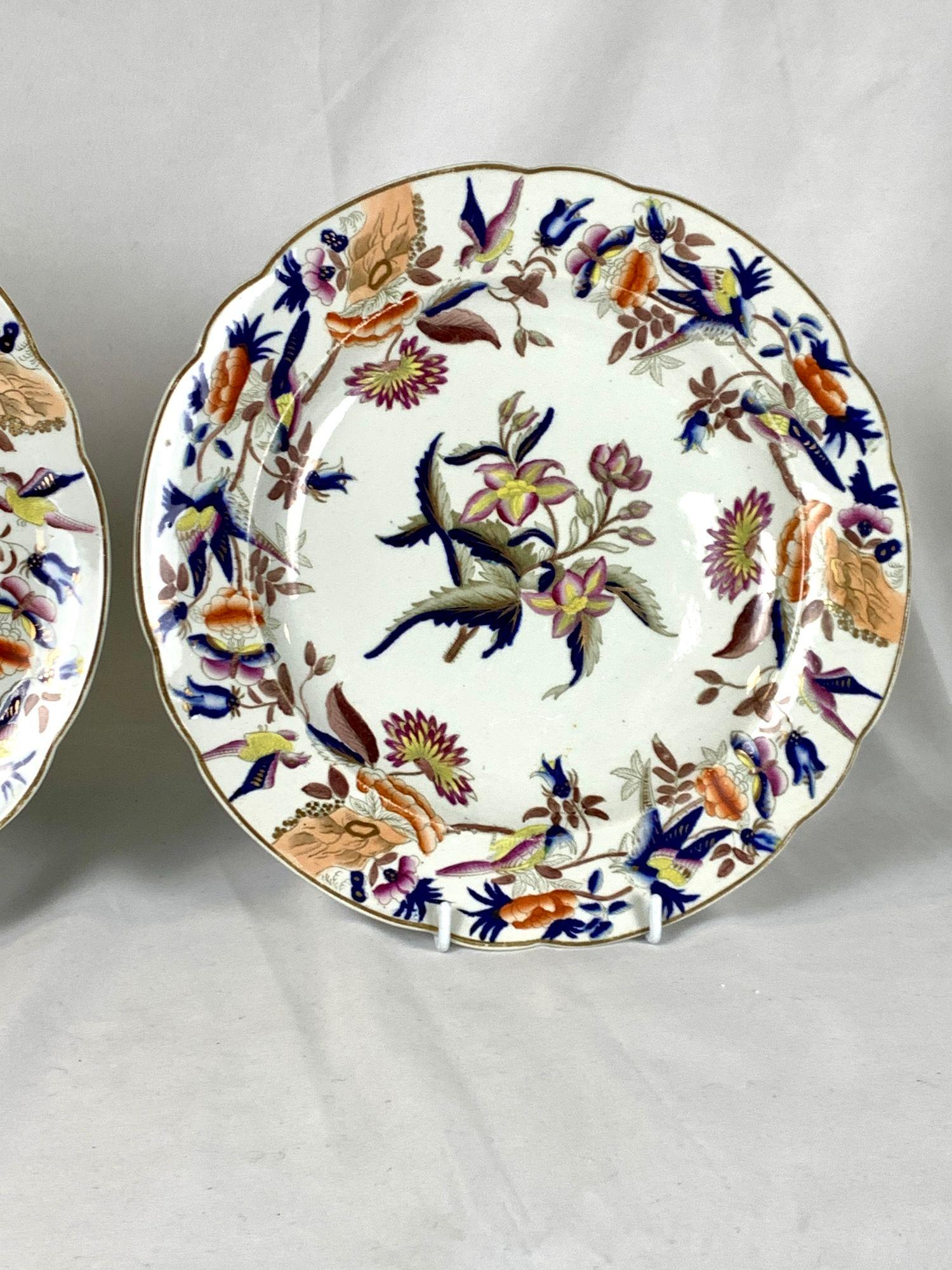 Rococo Pair of Colorful Ironstone Plates 