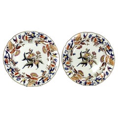 Pair of Colorful Ironstone Plates "Late Spode" England Circa 1835