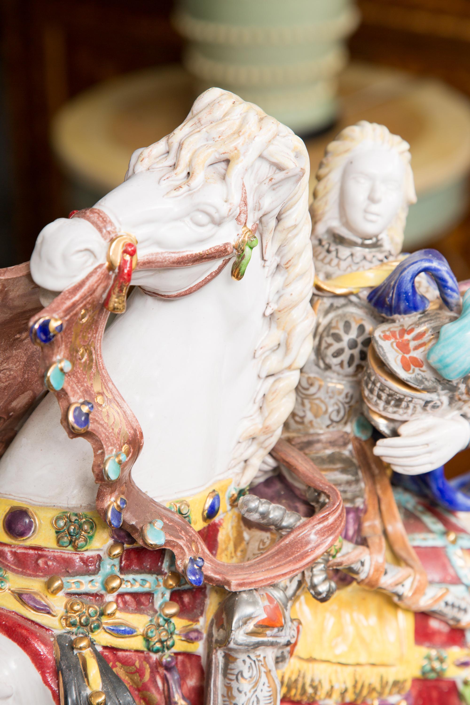 Pair of Colorful Italian Glazed Porcelain Figures 2