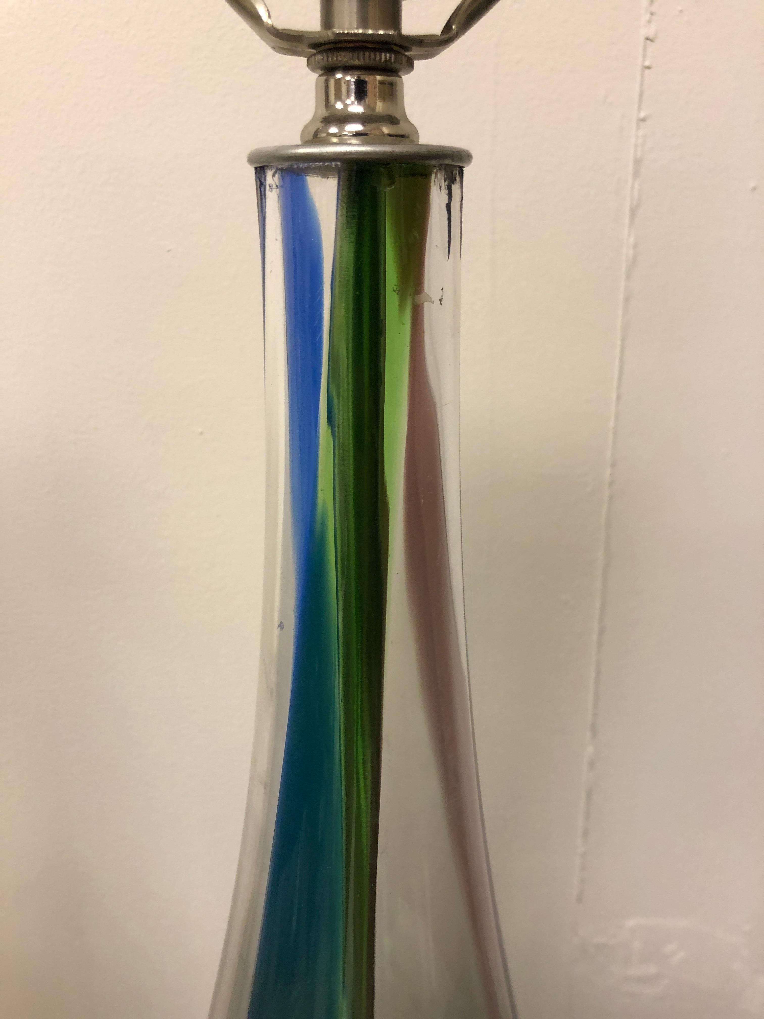 Coppia di lampade in vetro di Murano colorato in vendita 2