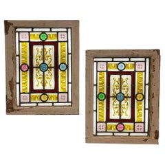 Pair of Colourful Used Stained Glass Windows