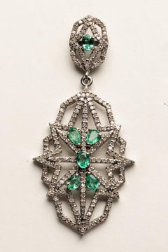Pair of Columbian Emerald and Diamond Chandelier Earrings