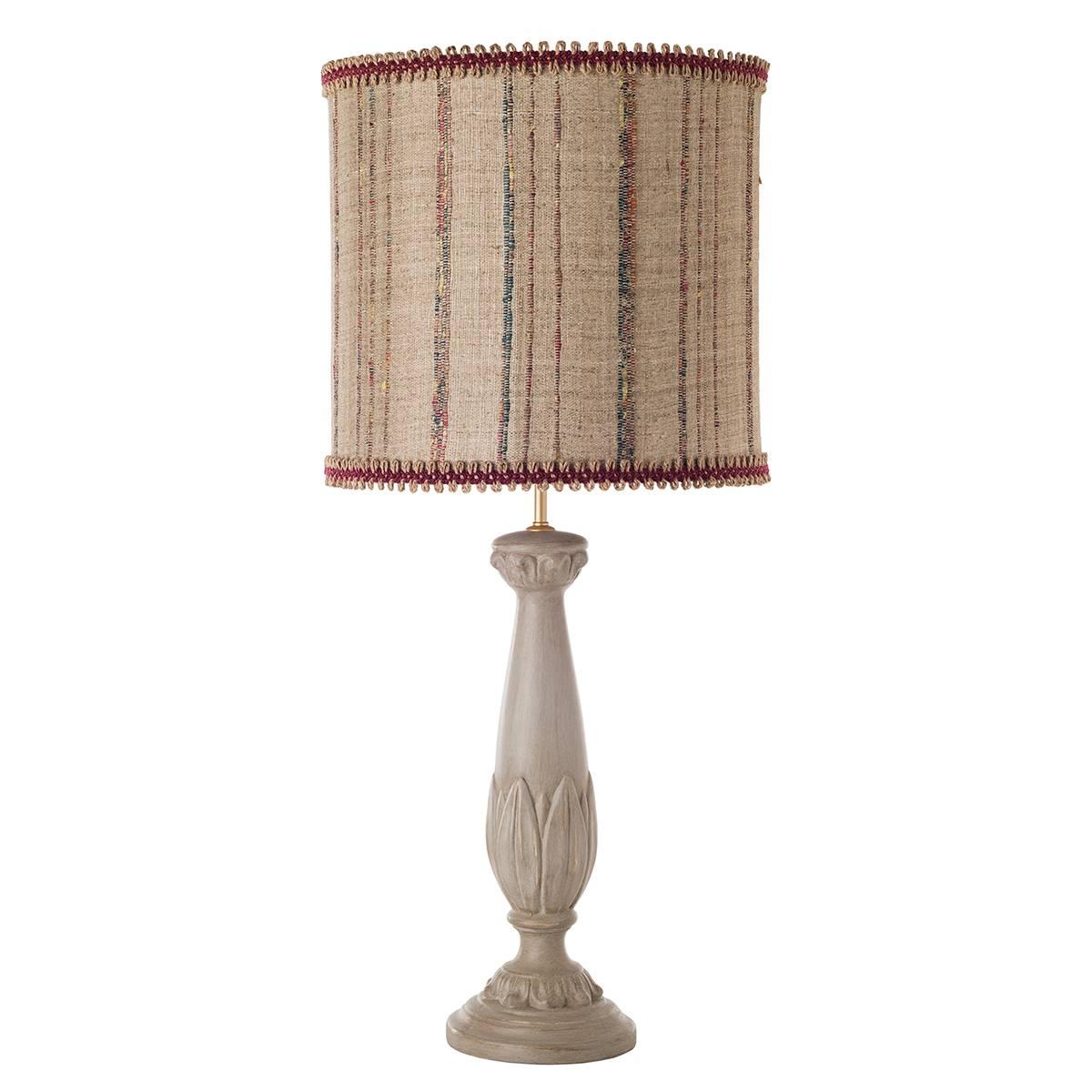 Italian Pair of Column Flamed Ceramic Table Lamps For Sale