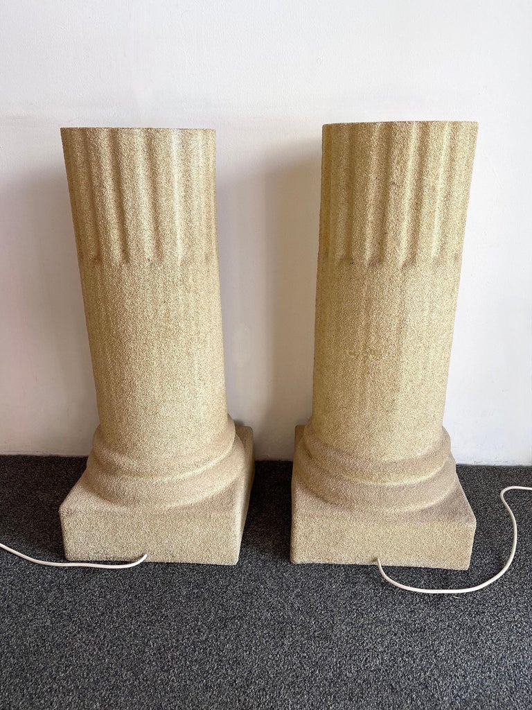 Hollywood Regency Pair of Column Floor Lamps by Luciano Sartini for Singleton, Italy, 1970s For Sale